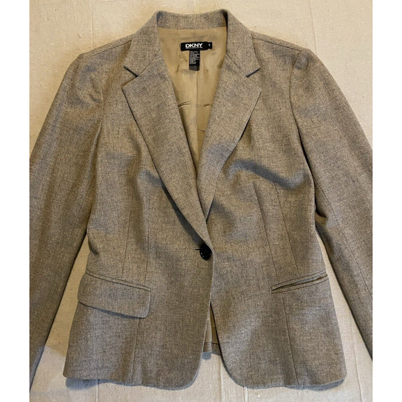 DKNY Blazer Womens Sz 6 Wool & Cashmere Blend Sport Coat Light Brown Suit Jacket - Picture 7 of 16